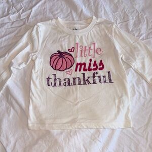 Acorn White Long-Sleeve Tee with Pink Pumpkin Graphic